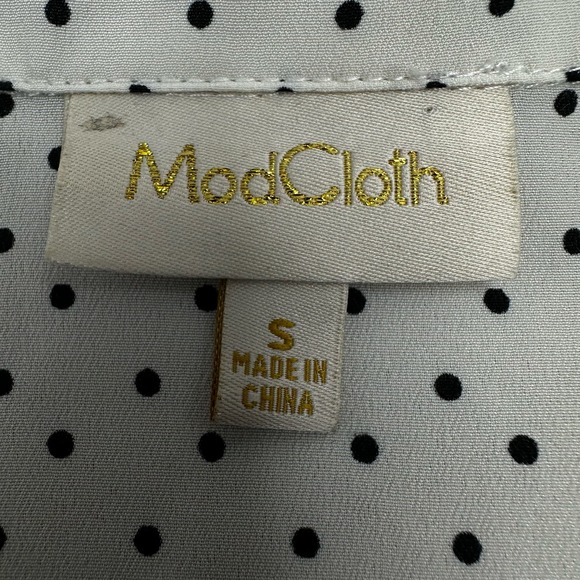 ModCloth Coquette Polka Dot Sleeveless Top Size Small Black White Bow Girly - Picture 11 of 13